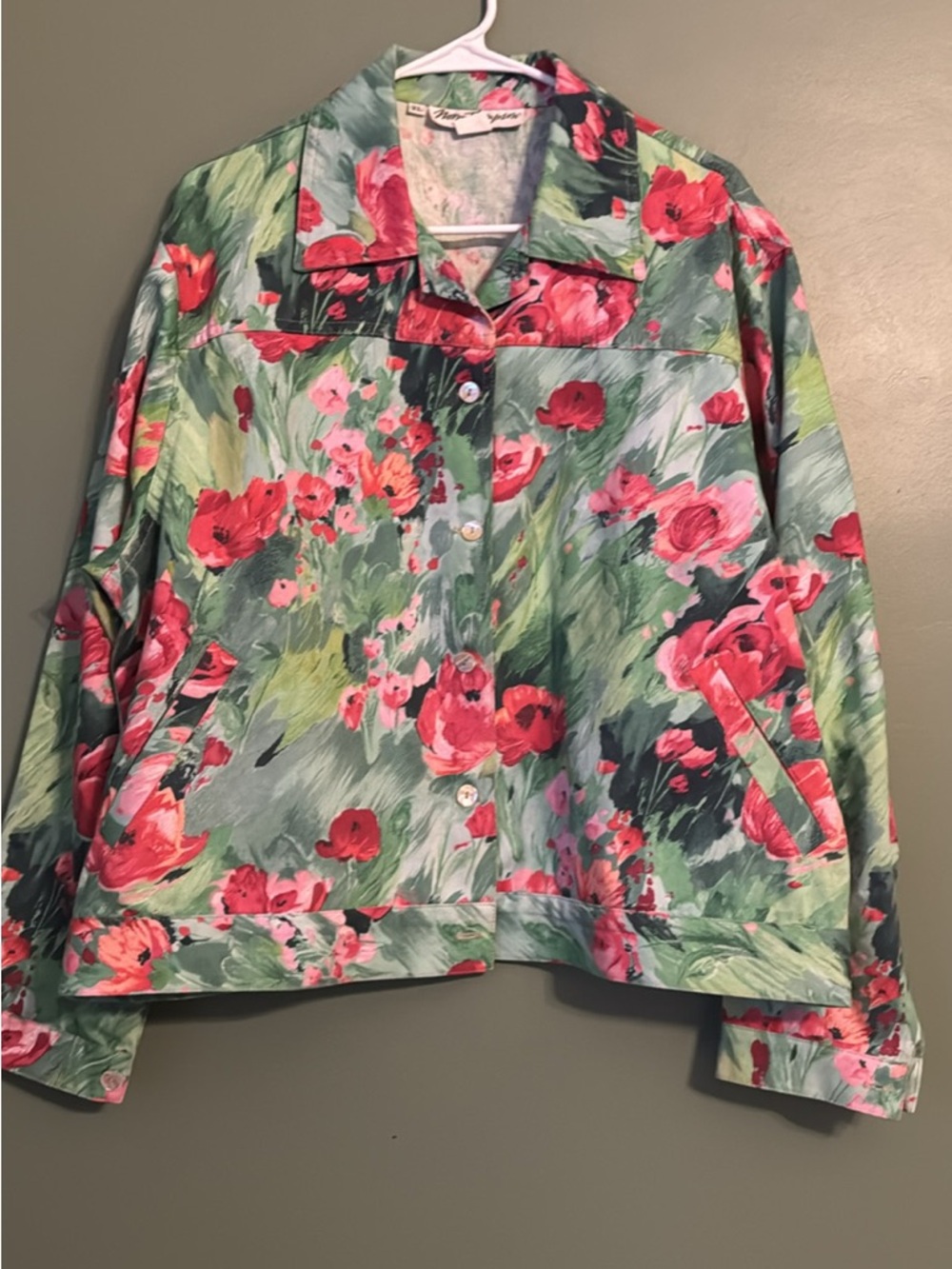 Vintage Painted Poppies Norm Thompson Colorful XL Jacket - artistic and fun!